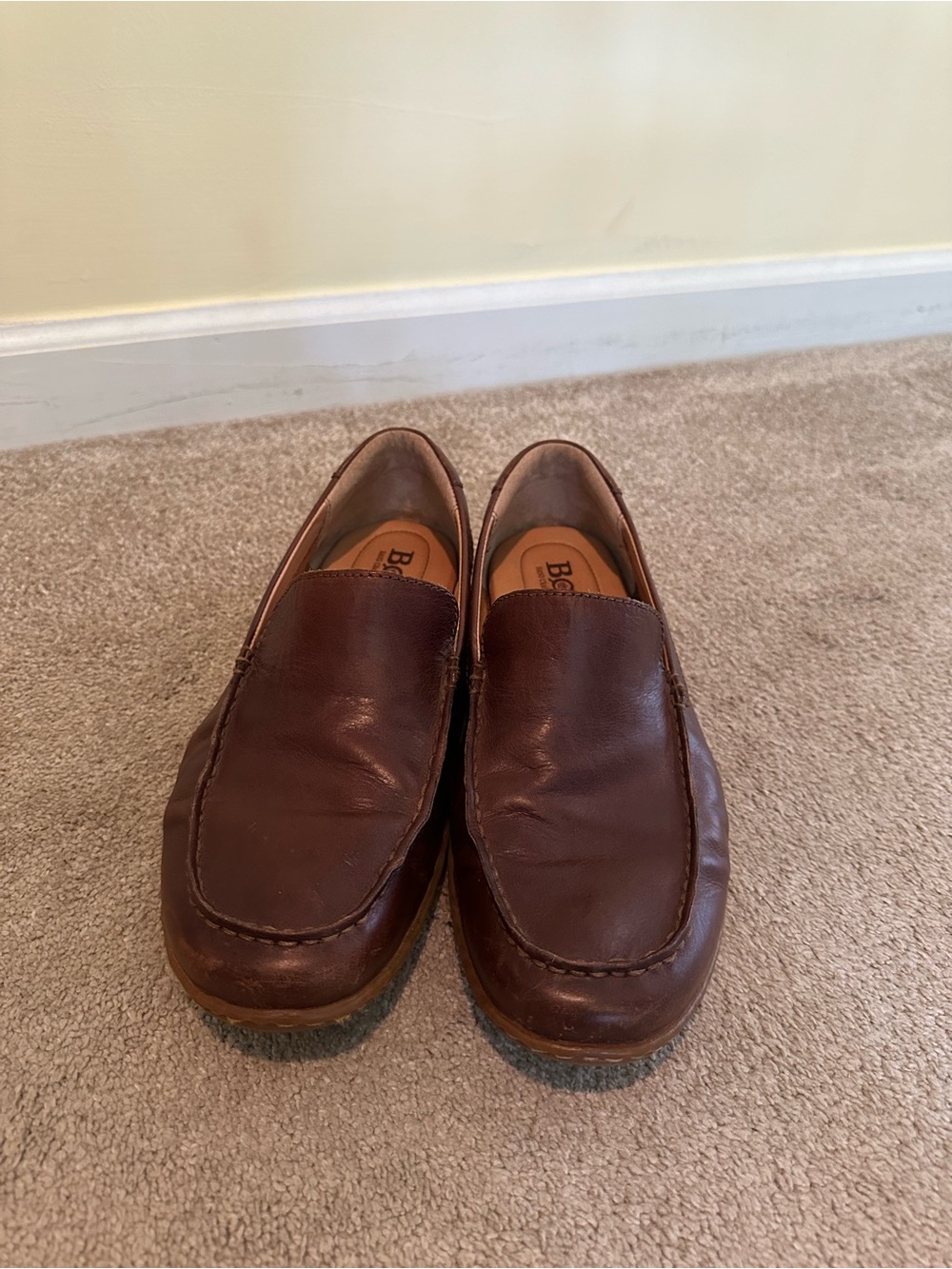 Born Men's Brown Leather Slip-On Loafers